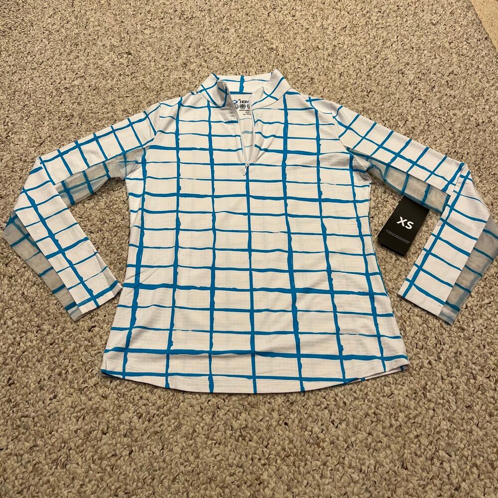 NEW IBKUL Cordova Long Sleeve Zip Mock Neck Pullover XS Athleisure Pickleball